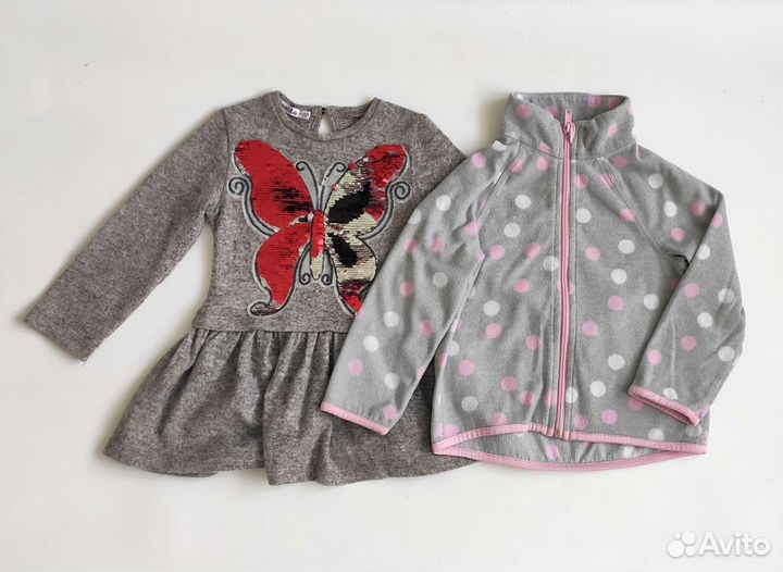 Вещи на девочку 6шт 98-104р флиска h&m, штаны и др