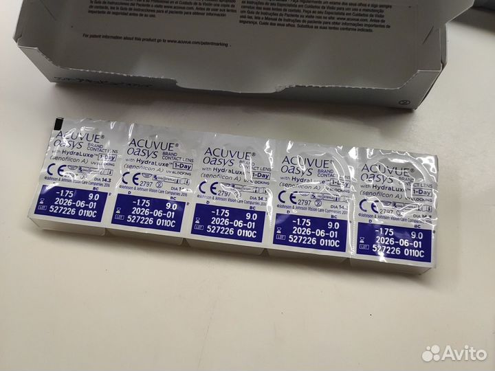 Контактные линзы однодневные Acuvue Oasys -1,75