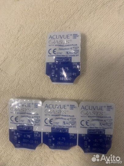 Линзы контактные acuvue oasys двухнедельные -0.75