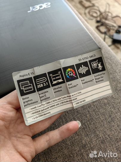 Ноутбук acer E15 E5-575G-56C3