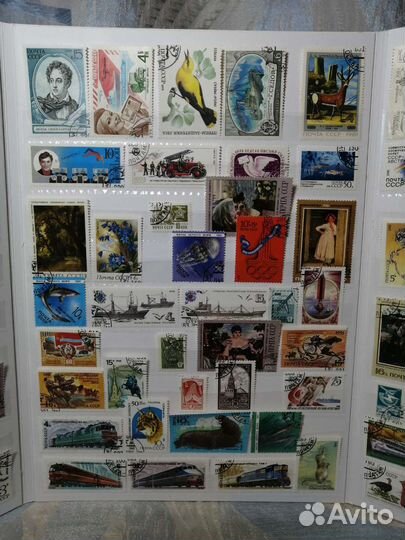 Набор настоящих почтовых марок СССР в альбоме