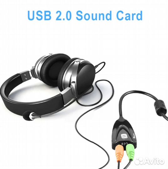 Внешняя звуковая карта USB 3D Sound (кабель 20см)