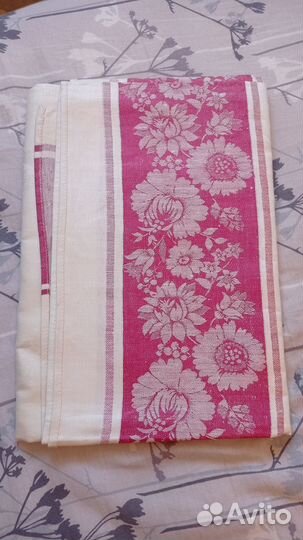 Покрывало СССР, полотенца, скатерти. Новые. Лён