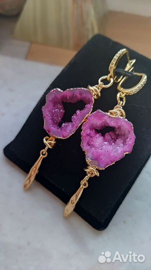 Серьги с кварцевой друзой