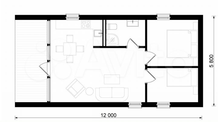 Дом 62,8 м² на участке 8 сот.
