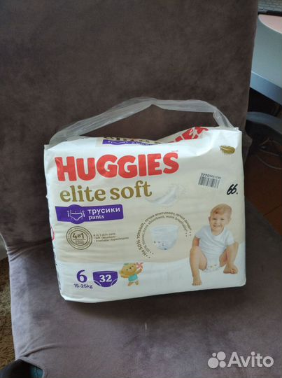 Подгузники трусики huggies elite soft 6