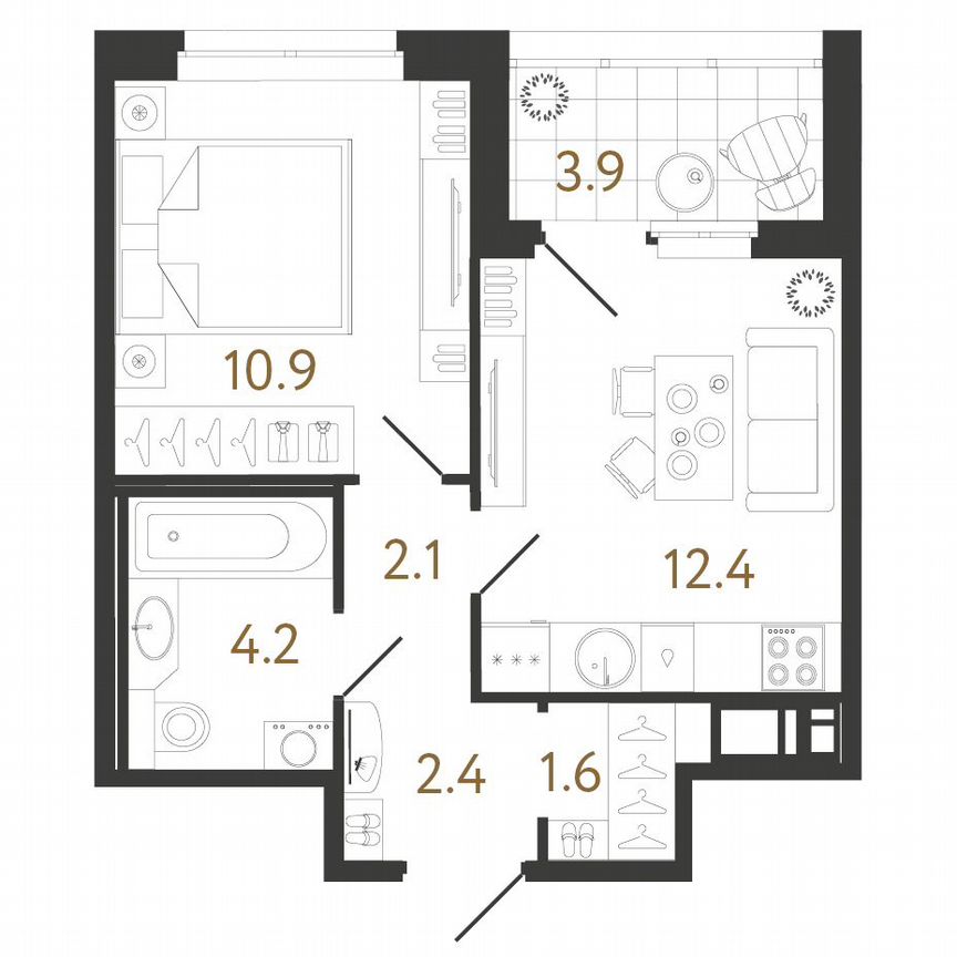 1-к. квартира, 33 м², 5/12 эт.