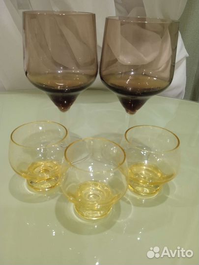 Цветное стекло, фужеры, стопки