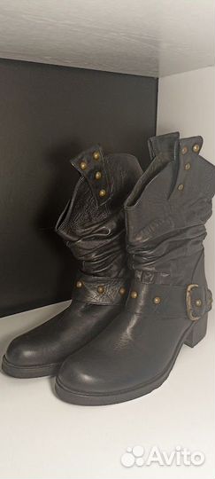 Сапоги женские черные 39 натуральная кожа