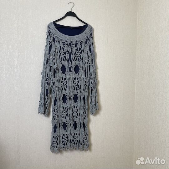 Платье вязанное сетка ручная работа