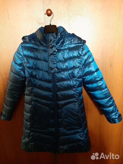 Утепленное демисезонное пальто для девочки р.128