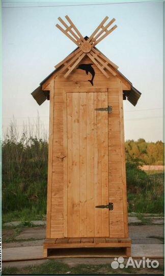 Дачный туалет деревянный прямоугольник GML