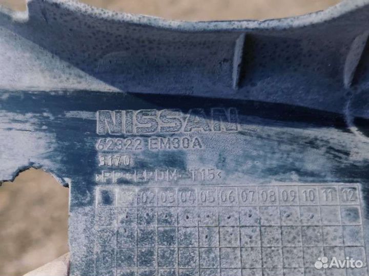 Накладка решетки радиатора верхняя nissan tiida