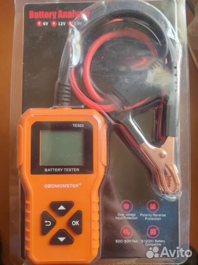 Тестер/диагностика аккумулятора 6в/12в/24в