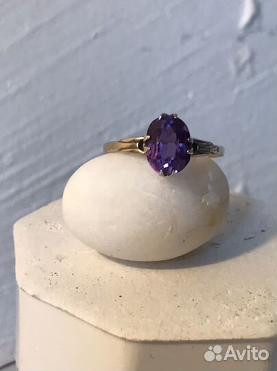 Серебряное кольцо с александритом, СССР, 875 проба