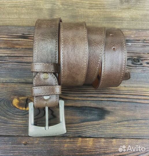 Кожаный ремень двойной / ручной работы