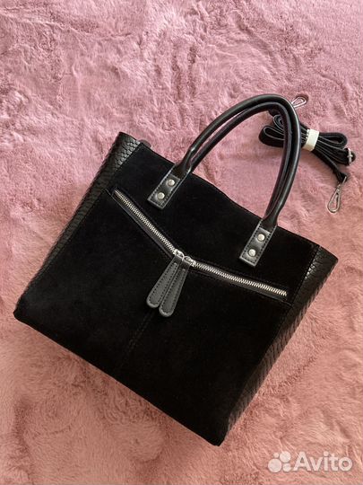 Сумка женская из натуральной замши и кожи