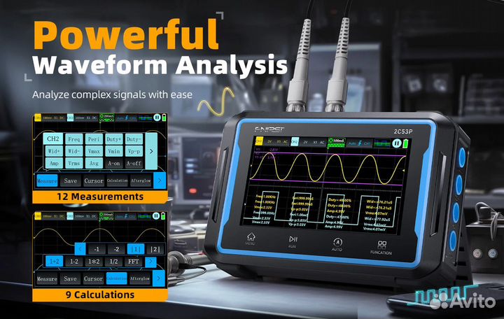 Осциллограф 2х канальный Fnirsi 2c53p + 2 Щупа