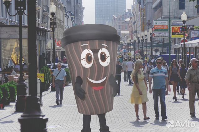 Промоутер в ростовой кукле кофе в Москве | Услуги | Авито