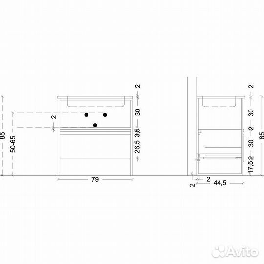 Консоль под раковину Boheme Armadi Art Loft 80 89