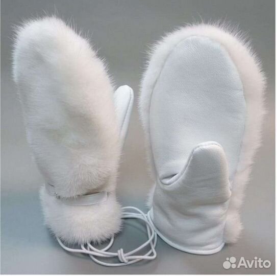 Варежки зимние мужские. Натуральная кожа, овчина