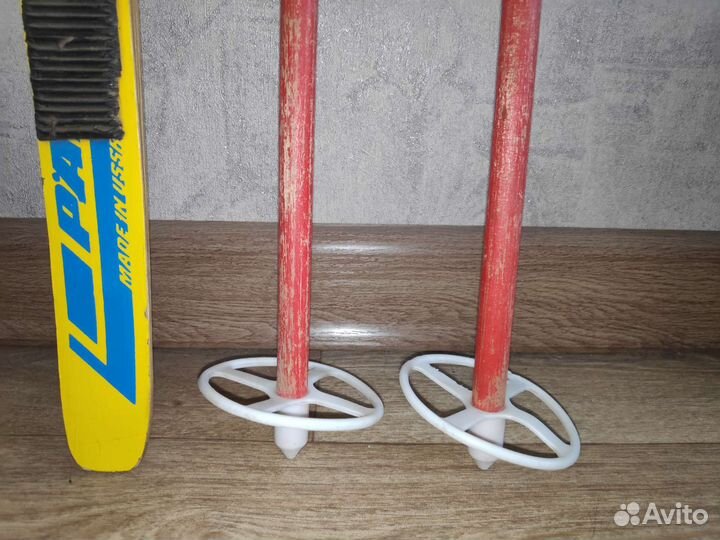 Беговые лыжи детские СССР, 74 см с палками