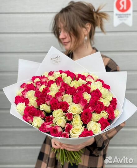 101 роза букет цветы свежие розы