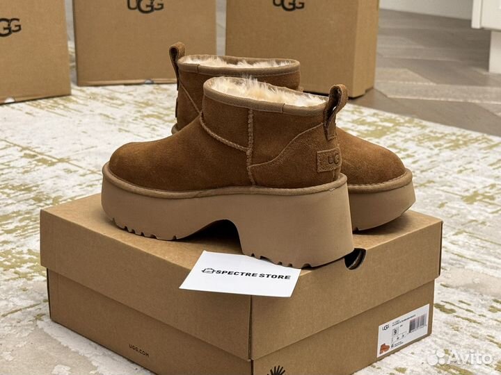 Угги на Платформе Ugg Ultra Mini Heights Chestnut
