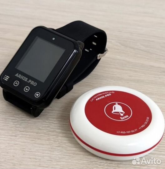 Кнопка вызова официанта и часы пейджер Элит