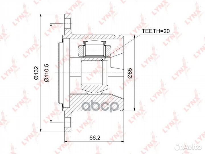 Шрус внутренний зад прав/лев CI3764 lynxauto