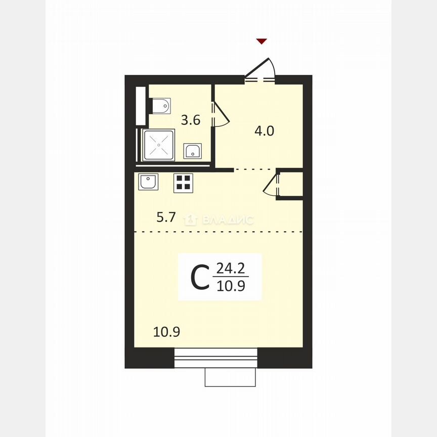Квартира-студия, 24,2 м², 13/13 эт.