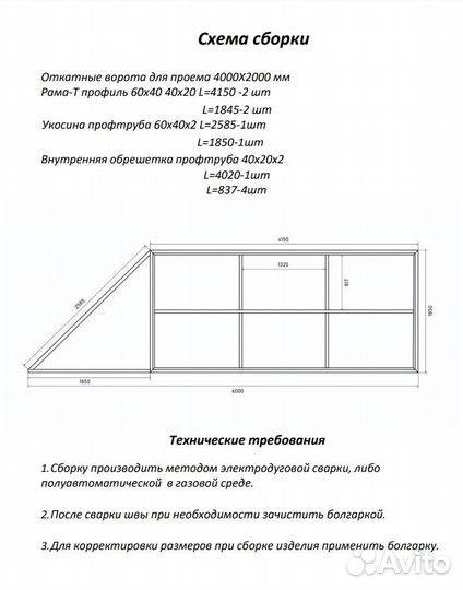 Каркас откатных ворот