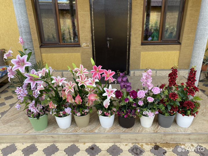 Искусственные цветы. Лилии, розы, георгины, пионы