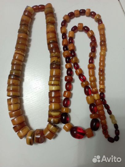 Пейзажный янтарь бусы антикварные