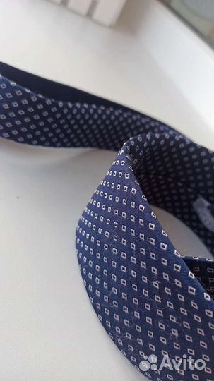 Галстук мужской синий узкий