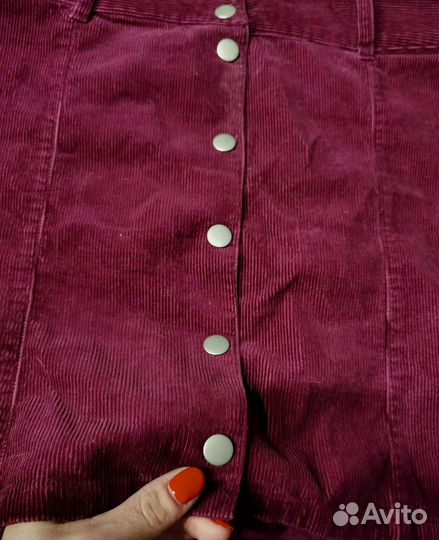 Юбка вельвет бордовая 44 46