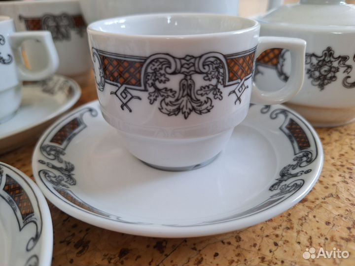 Кофейный чайный фарфоровый сервиз Чехословакия