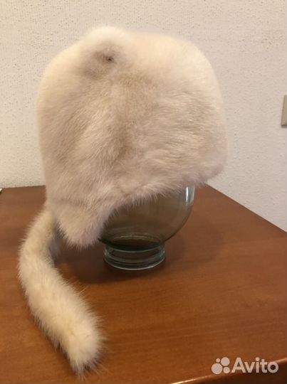 Шапка кремовая норка кошечка