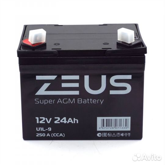 Аккумулятор zeus super AGM 24 Ач п.п. (U1L-9)