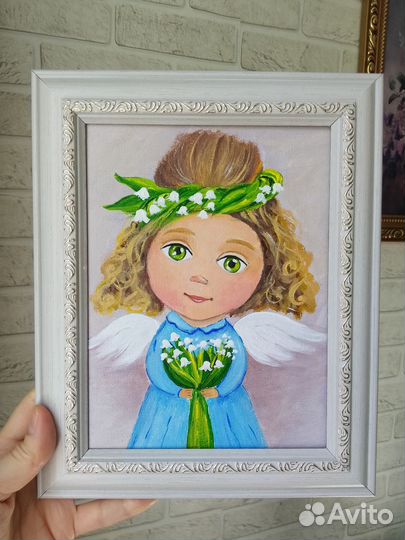 Картина на холсте Ангел с ландышами