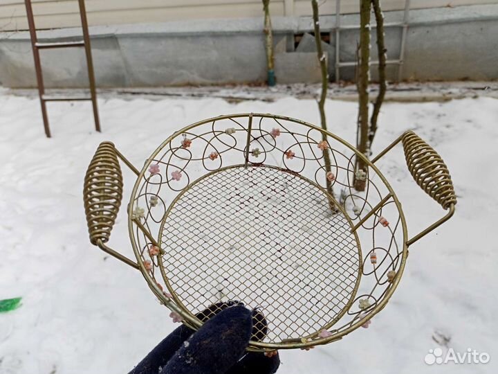 Вазочка металлическая СССР для фруктов/ конфетница