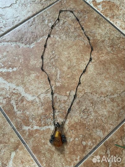 Винтажная подвеска с янтарём СССР