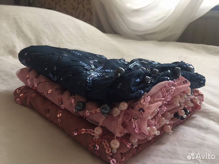 Египетские шарфы нарядные с пайетками и бусинами