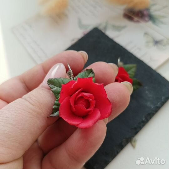 Серьги Розы. Ручная работа
