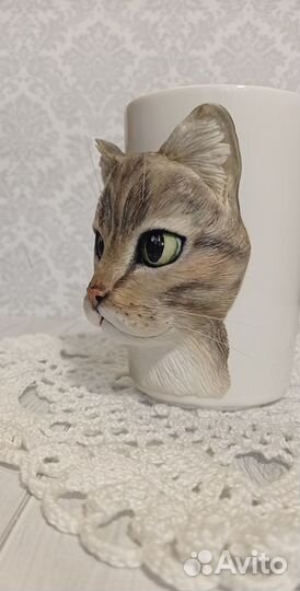 Кружка с декором из полимерной глины 