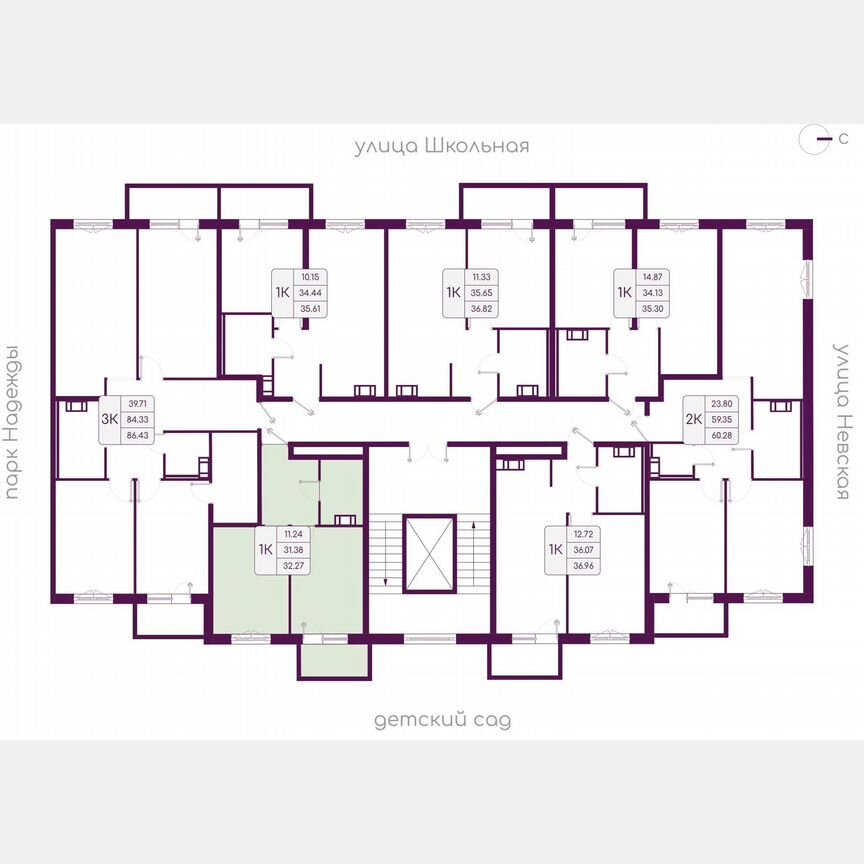 1-к. квартира, 32,3 м², 5/5 эт.