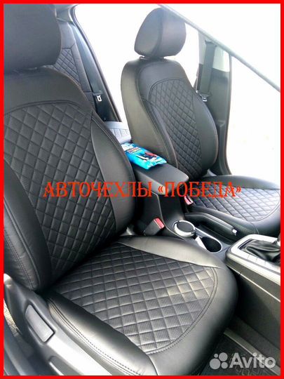 Чехлы Hyundai Elantra 6 из экокожи чёрные Ромб