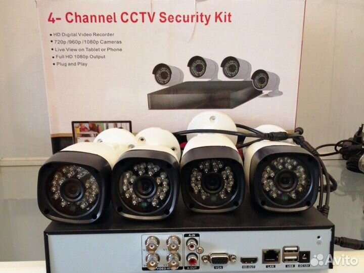 Видеонаблюдения комплект 4 камеры 2mp