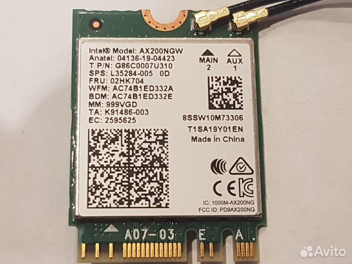 Wi-Fi + Bluetooth адаптер Intel 6 AX200