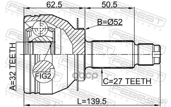 Шрус наружный 32X52X27 0810-B13MT Febest